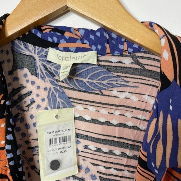 Loralette Janet Collar Dress - black palm size 18/20 - Picture 6 of 7